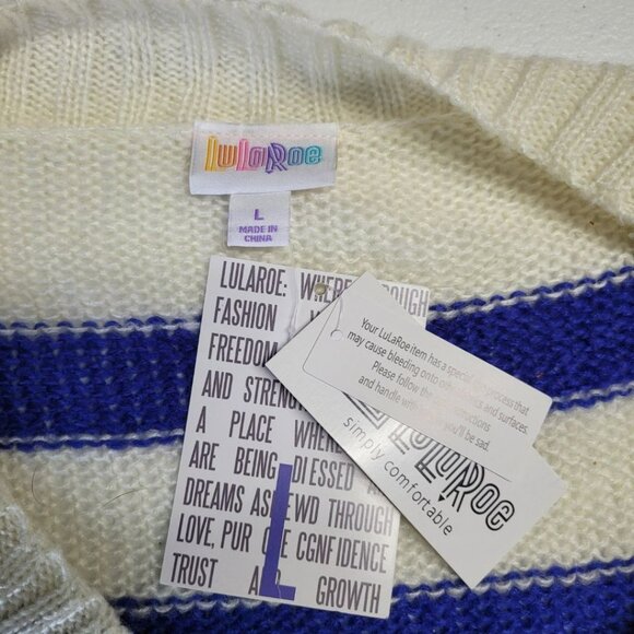 Lularoe Lucille Cardigan Sweater Womens Oversized Large Striped Buttons Plus - Picture 7 of 8